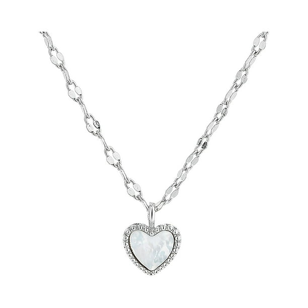 925 Collar de Plata Fraile Mujer Nuevo Temperamento Diseño Único Sentido del Corazón Blanco Hueso Cadena Collar de Moda
