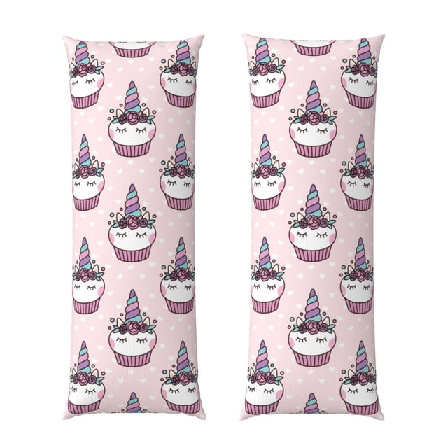 Balery Cute Cupcake Funda Protectora para Almohada Corporal de Algodón Hipoalergénico con Cierre(55 x 21 pulgadas), Almohadas No Incluidas