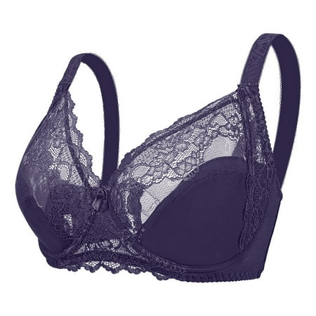

Aayomet Womens Plus Size Bra Womens Low Cut Bra Underwear Bralette Crop Top Female Bra Push Up Brassiere Plus Size Bra Purple Medium