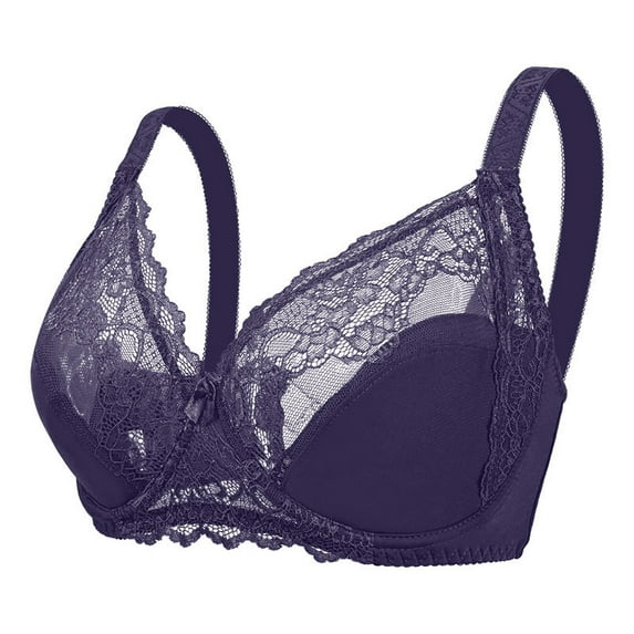 Aayomet Womens Plus Size Bra Womens Low Cut Bra Underwear Bralette Crop Top Female Bra Push Up Brassiere Plus Size Bra,Purple 3X-Large