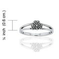 thumbnail image 4 of Irish Shamrock Celtic Knot 3-Leaf Clover Sterling Silver Narrow 5mm Pinky Ring, 4 of 4