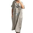 thumbnail image 2 of LOVZFMLL Robe Mode Printemps/été pour Femmes Manches Courtes Col en V Beige 3TG, 2 of 6