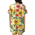 thumbnail image 3 of Naloa Sunflower Cornflower Poppy Women's Short-Sleeved Pajama Set, Loungewear, Summer pajamas, Breathable Cozy - X-Large, 3 of 9