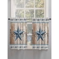 thumbnail image 5 of Texas Star Rustic 2 Panel Kitchen Curtains for Windows, Country Blue Berry Brown Wooden Plank Bathroom Privacy Curtain, Home Décor Window Treatment for Bedroom/Living Room 55"x45", 5 of 6