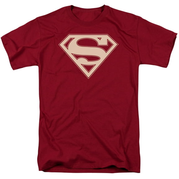 Superman Crimson & Cream Shield Adult 18/1 T-Shirt Cardinal