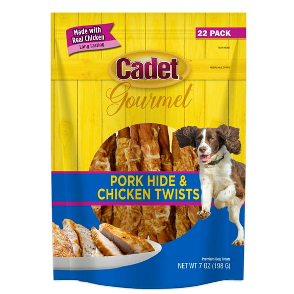 Cadet Gourmet Pork Hide & Chicken Twist Sticks 5 Inch (22 Count)