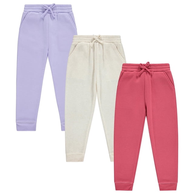 CHUANK Ensemble de Pantalons de Jogging Ultra Doux à Taille Extensible pour Fille - Lot de 3