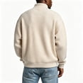 thumbnail image 4 of Dwellite Mock Neck Sweaters for Men Quarter Zip Waffle Knit Pullover Business Casual Mock Neck Long Sleeve Sweater Beige 3XL, 4 of 4