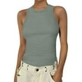 thumbnail image 2 of UoCefik Women Tank Tops Summer Sleeveless Basic Cami Top Shirt Slim Knit Ribbed Racerback Blouses Mint Green L, 2 of 3