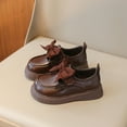 thumbnail image 4 of Miluxas Girl's Loafers Slip on Bowknot Shoes Flats Round Toe Wedding School Uniform Dress Shoes (Toddler/Little Kid/Big Kid) Brown 35(35), 4 of 6