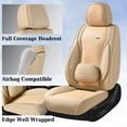 thumbnail image 5 of Coverado Waterproof Seat Covers For Cars, High-grade Leather Front Seat Protectors with Lumbar Support, Auto Cushions Universal Fit for Most Cars SUV Trucks, Beige, 5 of 7