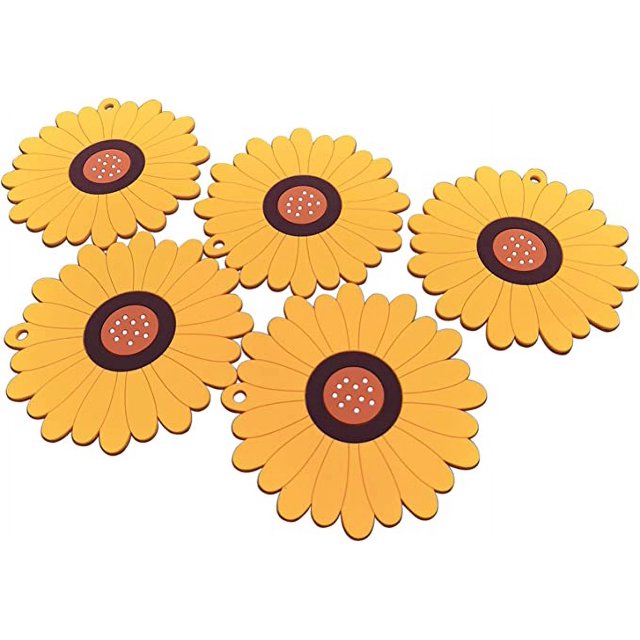 Juego de 5 salvamanteles de silicona, soportes antideslizantes multiusos, lindos salvamanteles para tapetes para tazones, tapete para encimera, tapete de mesa de silicona, tapetes para platos, tapete resistente al calor JM