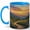 Blue, variant on Sunrise Mountain Trail 11oz Ceramic Mug, Wildflower Landscape Cup