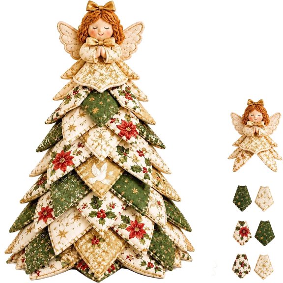 Quilted Christmas Tree Kit, New 3D DIY Patchwork Craft Set, Handmade Quilted Tree Making Kit For Christmas Indoor Holiday Decor