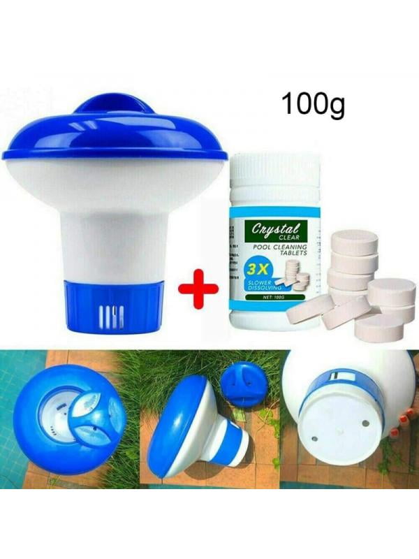 Floating Chlorine Tub Cleaner Chemical Dispenser Pool Cleaning Tablet 100 PC 