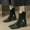 Black, variant on YOUSNH Ladies Leather Suede Square Toe Flat Toe Heel Splicing Large Size Boots Ankle Boots Short Boots Women's Boots Red 7