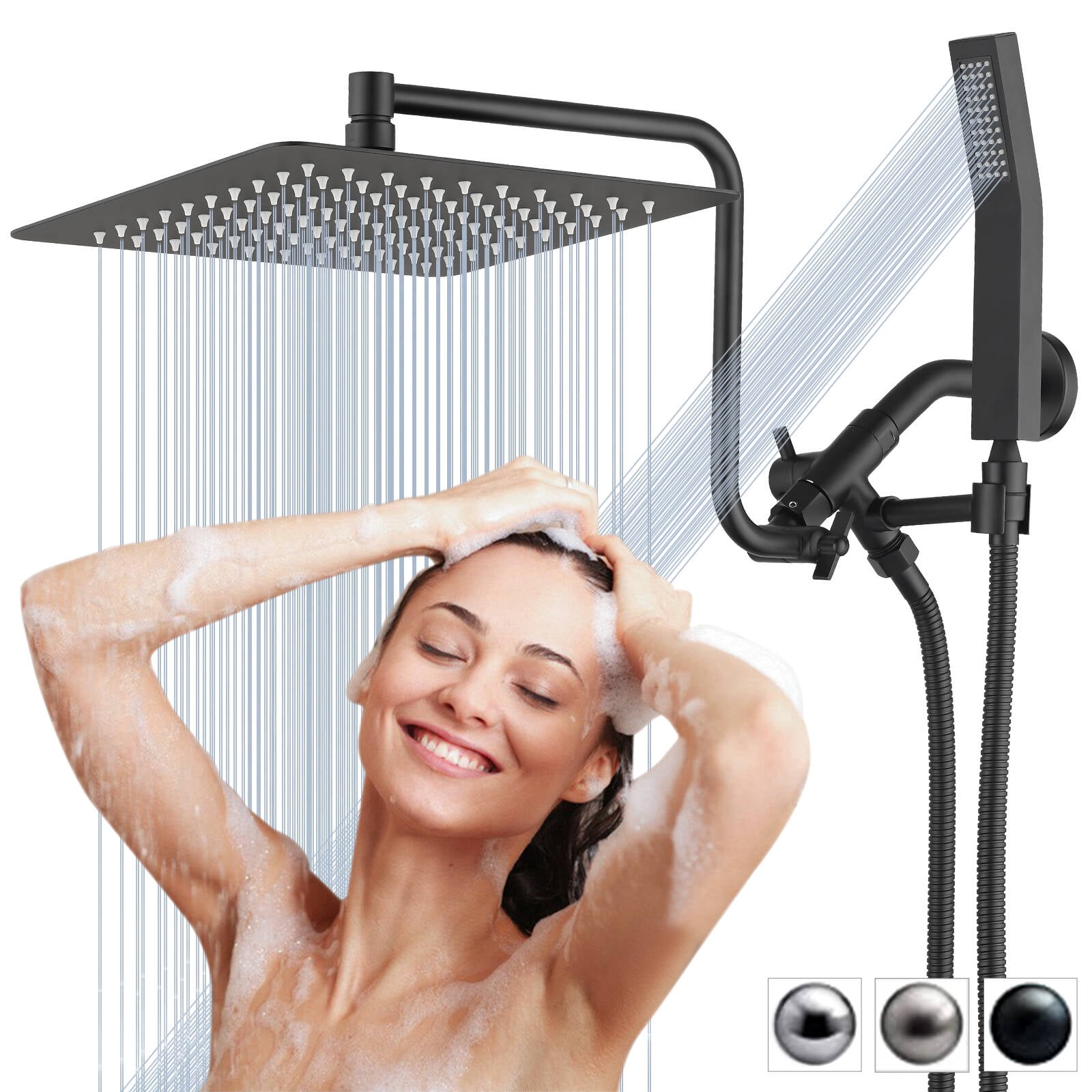 PDPBath All Metal Shower head with Handheld Combo, High Pressure 10 ...