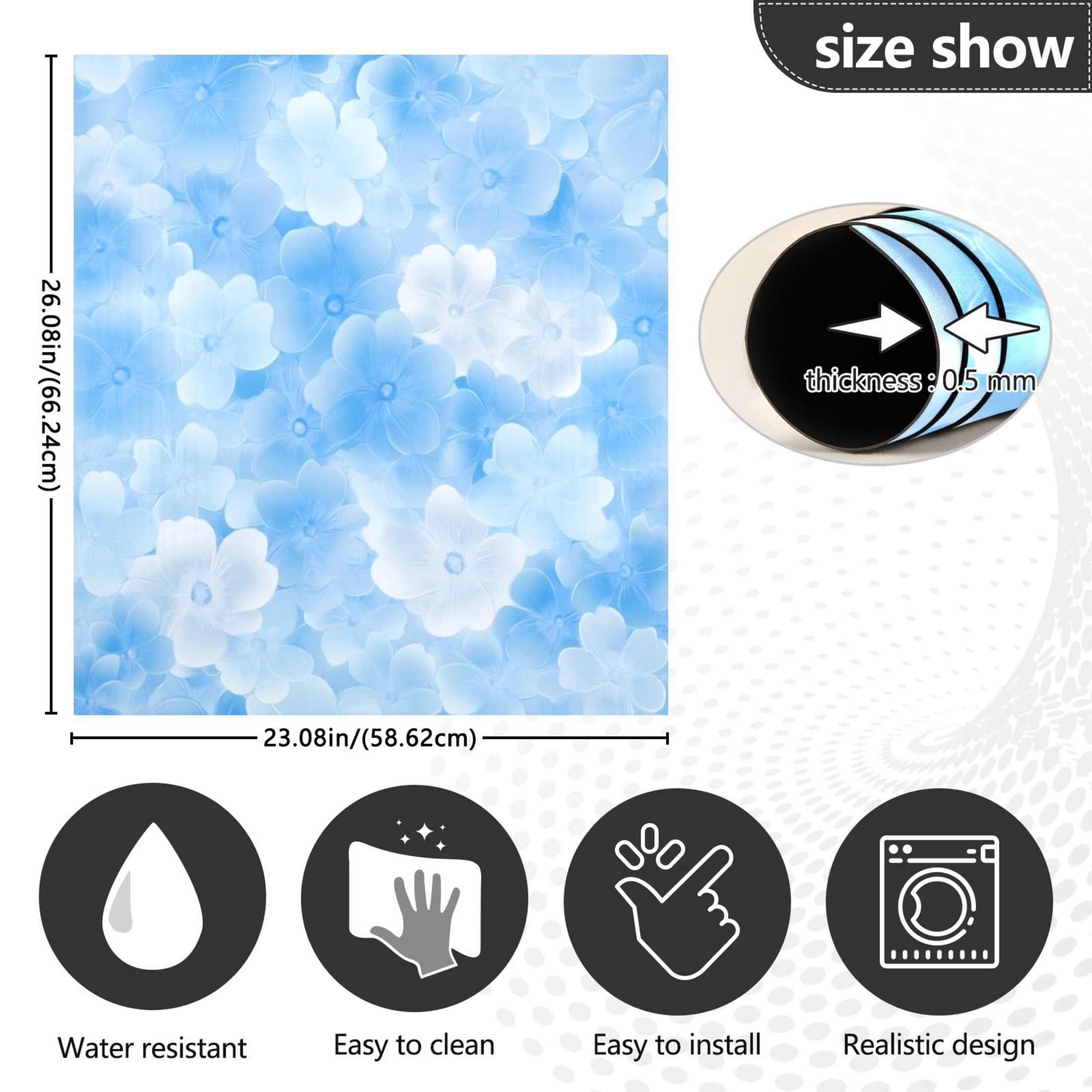 Dishwasher Magnetic Sticker 23x26 Inch Refrigerator Magnetic Sticker Washing Machine Magnetic Sticker Kitchen Panel Magnetic Sticker Home Decor Blue Pretty Lovely Flowers Seamless