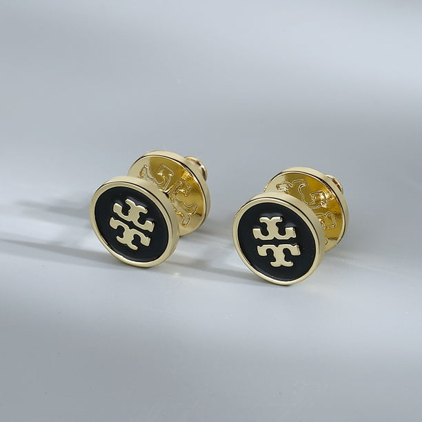 Pendientes De Plata Clásica Tory Burch Doble T Joyería Chapado En Oro De 18 Quilates Redondos TB Para Damas