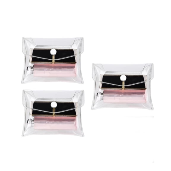 3Pcs Transparent Mini PVC Makeup Bag Small Clear Plastic Cosmetic Organizer Bag Pouch with Snap Closure Cosmetic Bags Tools and Accessories for Vacation Travel, Bathroom Organizing Bags