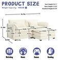 thumbnail image 6 of MOONMISS Chenille Upholstered Removable Armrests High Density Sponge Filling Oversized Double Sofa with Ottoman-Beige, 6 of 6