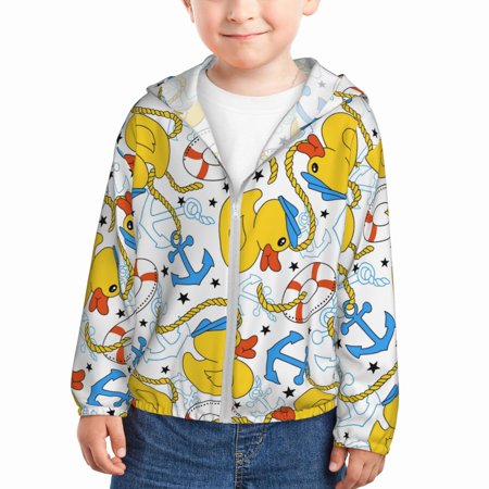 

Vsdgher Ducks and Anchors Kids Sun Protection Hoodie with Zip Rash Guard Tops Children s Long Sleeve Sun Protection Clothing - 5 Years