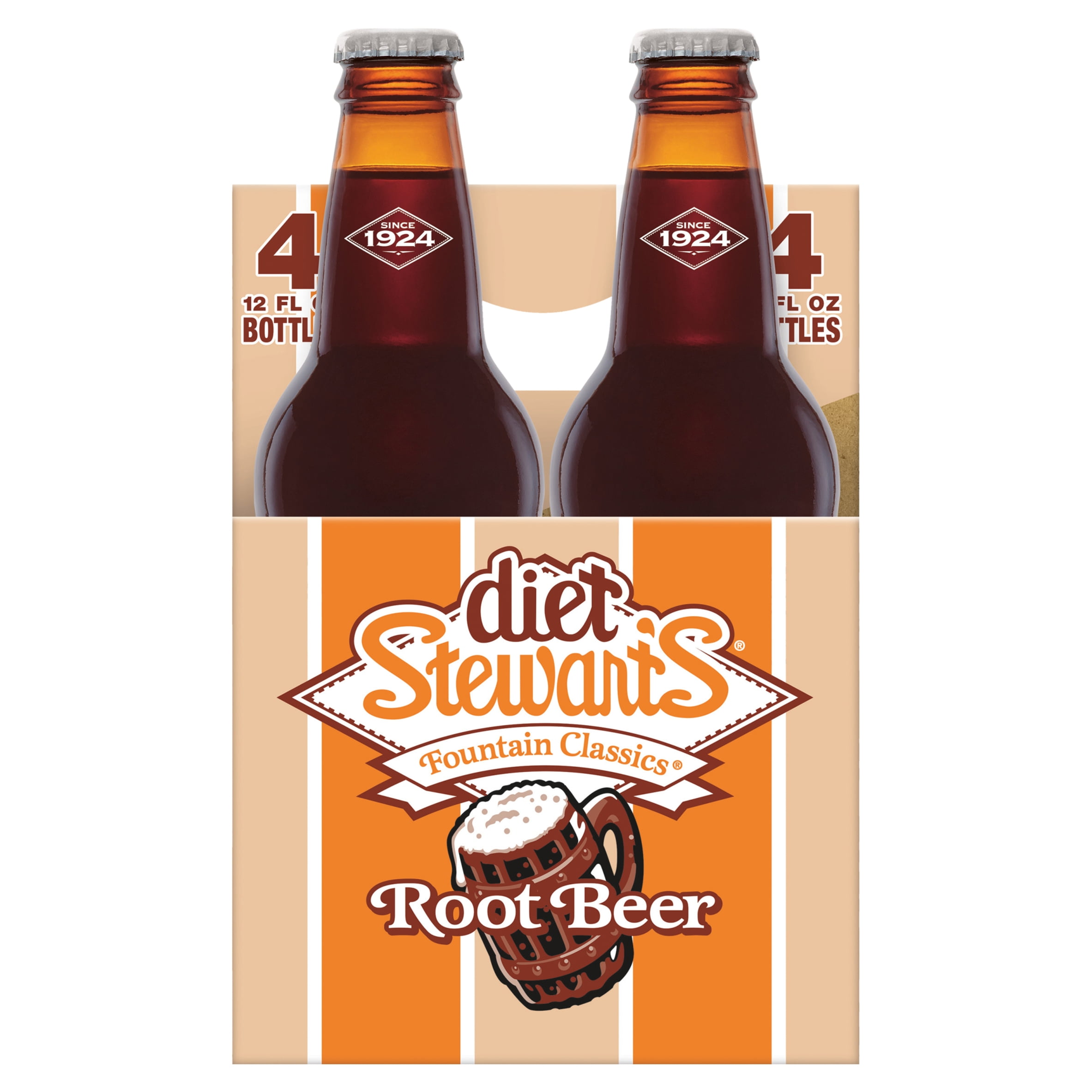 Stewart's Fountain Classics Diet Root Beer, 12 fl oz, 4 count Walmart