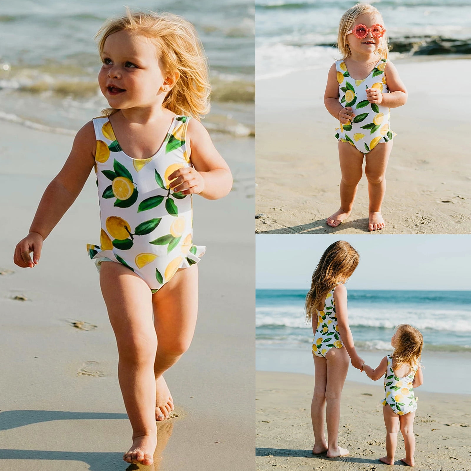SEVEN YOUNG Toddler Baby Girls One Piece Swimsuit Outfits Dinosaur Ruffles Bikini Bathing Suit Beachwear Summer Clothes