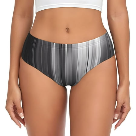 Naloa Monochrome Abstract Lines Womens No Show Cotton Underwear Mid-High Waisted Soft Ladies Panties Strech Breathable Briefs -Large