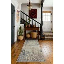 Rug Branch Contemporary Abstract  Blue Navy Indoor Runner Rug - 2x6