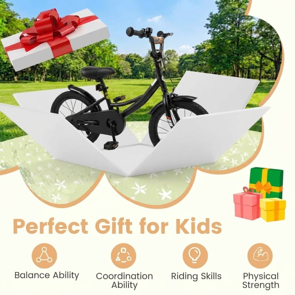 Redsmile Kids Bike 16 Inch with Removable Training Wheels and Adjustable Seat for Boys Girls Ages 3-8, Child Bicycle with Hand Brake for Learning to Ride, 145 lbs Capacity, Beige