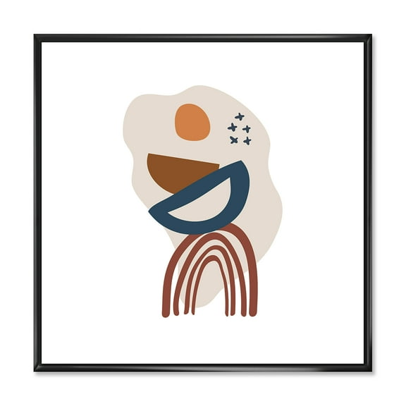 Designart 'Abstract Elementary Shapes In Terracotta Tones I' Modern Framed Canvas Wall Art Print