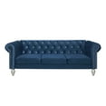 thumbnail image 2 of Home Design Emma Contemporary Velvet Rolled Arm Chesterfield Sofa with Diamond Button Tufted Back and Nailhead Trim, Wood-Turned Legs, Modern Luxury, Blue, 2 of 5