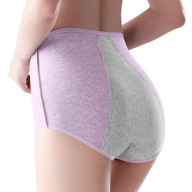 Braguitas sanitarias menstruales para mujer a prueba de fugas por delante y por detrás: cintura alta, entrepierna pura, tallas grandes, reutilizables y resistentes a las fugas para uso diurno y noc