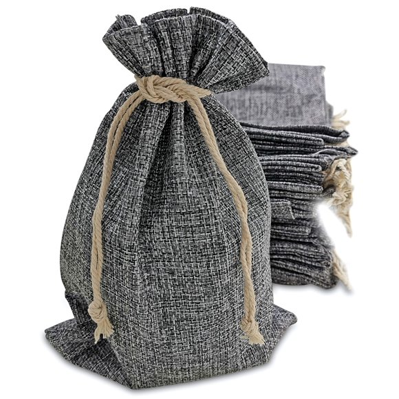 50 bolsas de arpillera gris con cordón Supply Friend, 18 x 25 cm