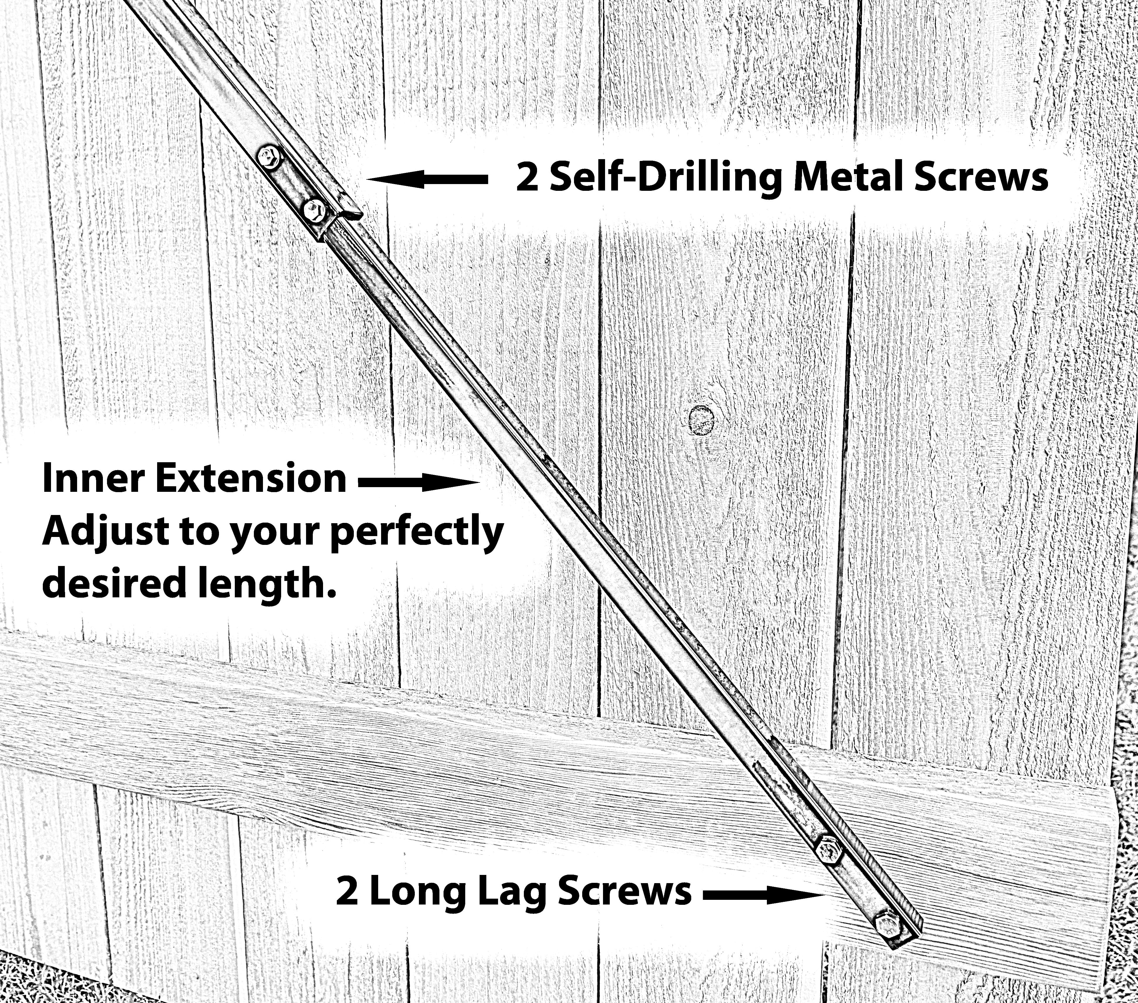 True Latch 6' Telescopic Fully Adjustable Gate Brace - Wood Privacy Fence Anti Sag Gate Kit - Extends from 40" to 74" - Gate Hardware Kit for Outdoor Yard Wooden Fence Gates, 1 PATENTED USA