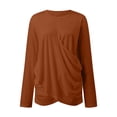 thumbnail image 5 of KBZDBZC Womens Summer Tops Womens Long Sleeve Tops Twist Front Tunic Tops To Wear With Leggings Women T Shirt Tee Shirts Womens (Brown,XXL), 5 of 5