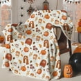 thumbnail image 4 of Fall Fleece Throw Blanket, Autumn Pumpkin Spice and Everything Nice with Books Wraps Coffees Lattes Pumpkins Pies Oversized, Soft Blanket for Couch,Cozy,Warm,Lightweight,60"X80", 4 of 8