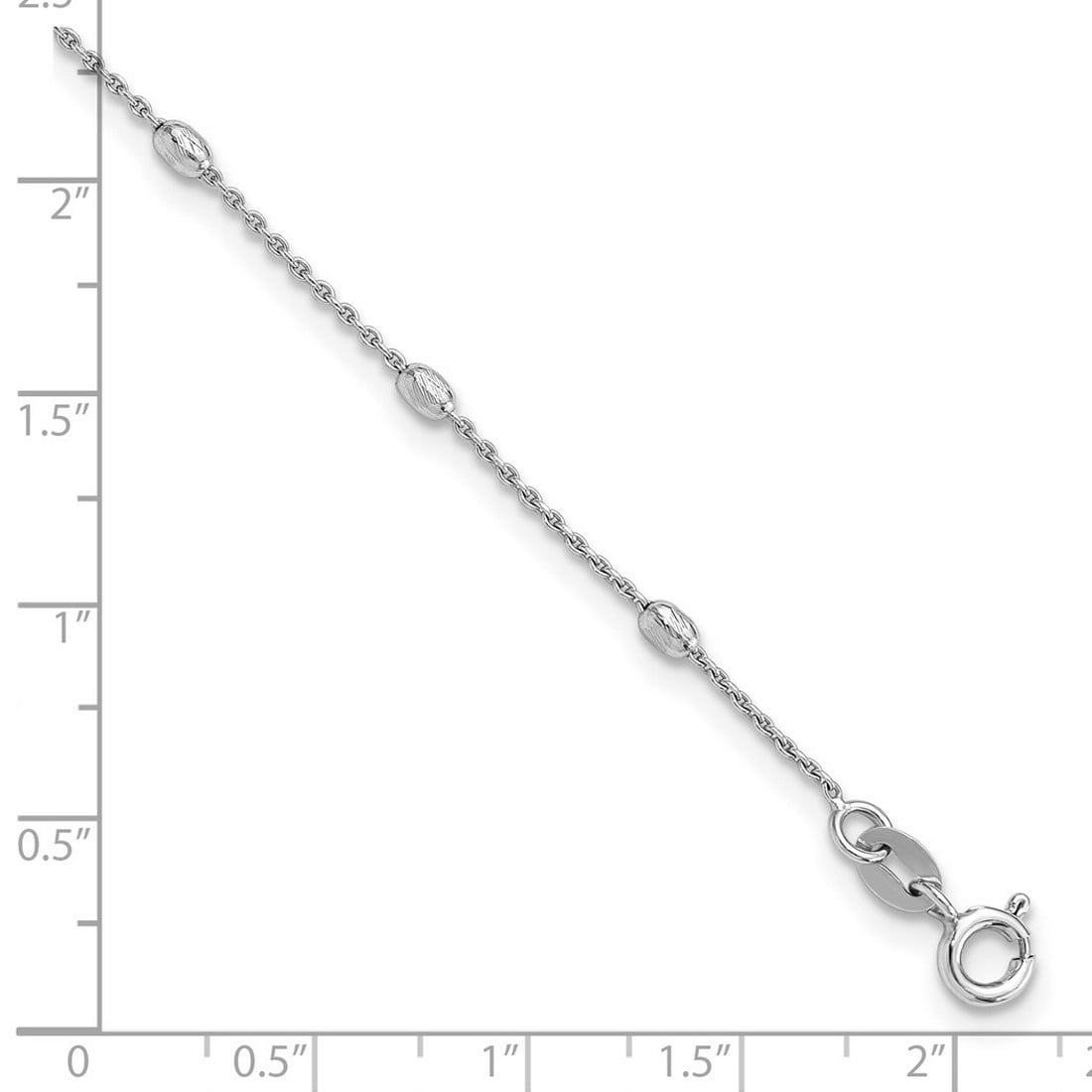 2.5mm 925 Sterling Silver Polished Sparkle-Cut Oval Beaded Plus 1in Extension Anklet 9 Inch Anklet for Women