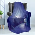 thumbnail image 4 of Winter Soft Flannel Fleece Throw Blanket, Snowy Scene of Mountains and a House, Cozy Plush for Indoor and Outdoor Use, 60" x 80", Dark Violet Ceil Blue, by Ambesonne, 4 of 5