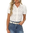 thumbnail image 1 of Cárdigan bolero de manga corta vintage para mujer de INSPIRE CHIC, elegante y casual, con botones, suéter para vestidos y blusas, blanco M, 1 of 1