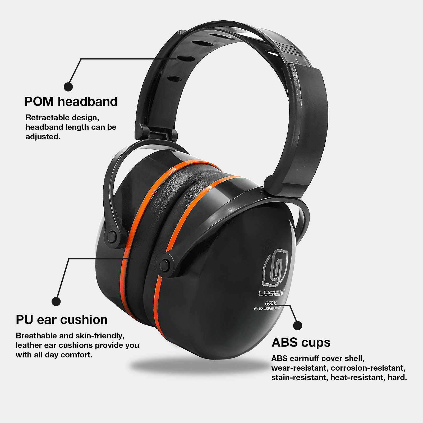 LYSIAN Foldable Hearing Protection Earmuffs, 31dB SNR photo 3