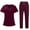 Wine, variant on Scrubs for Women Scrub Set - Medical Scrub Set for Women V-Neck Top & Elastic Waist Pants, Comfortable & Durable