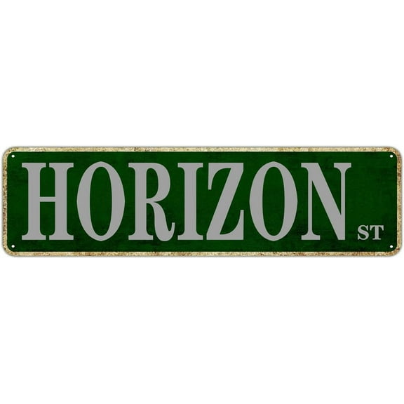 Metal Sign Horizon St Vintage Signs Retro Tin Signs Aluminum Funny Sign Quotes Exit Home Sign Kitchen Garden Non-Fade Pub Club Decor 4x16 Inches