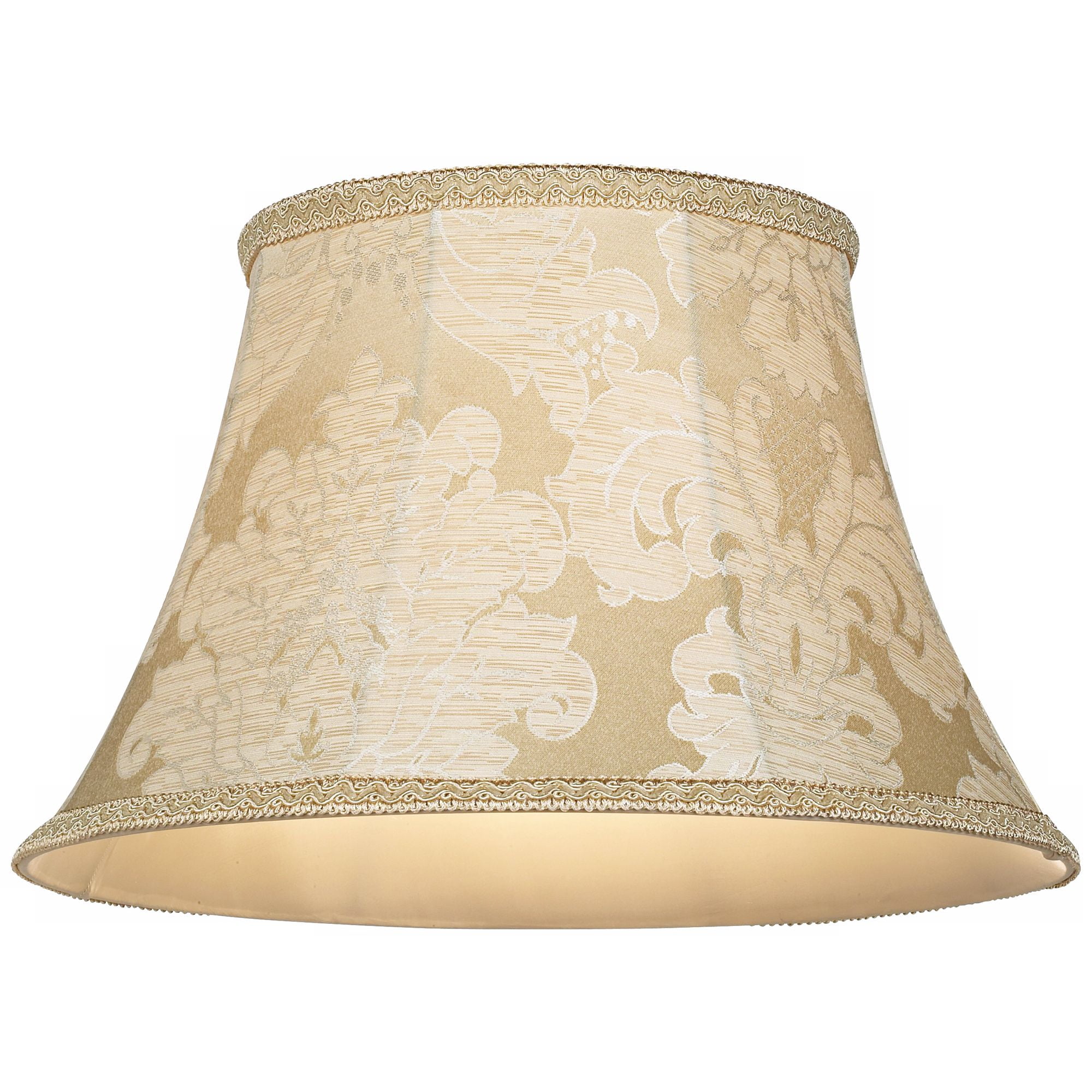 Springcrest Ivory Brocade Large Lamp Shade 10" Top x 17" Bottom x 11" High (Spider) Replacement with Harp and Finial
