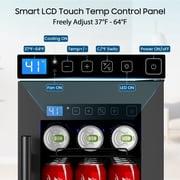 AVAHUM 12 Inch 60-Can Under Counter Beverage Refrigerator, Professional Built-In Drink Cooler, Round Handle