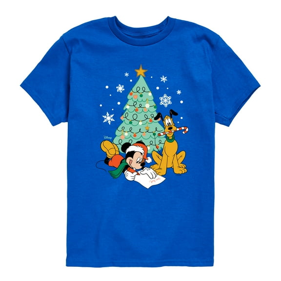 Disney - Mickey And Pluto Xmas Tree - Toddler & Youth Short Sleeve Graphic T-Shirt