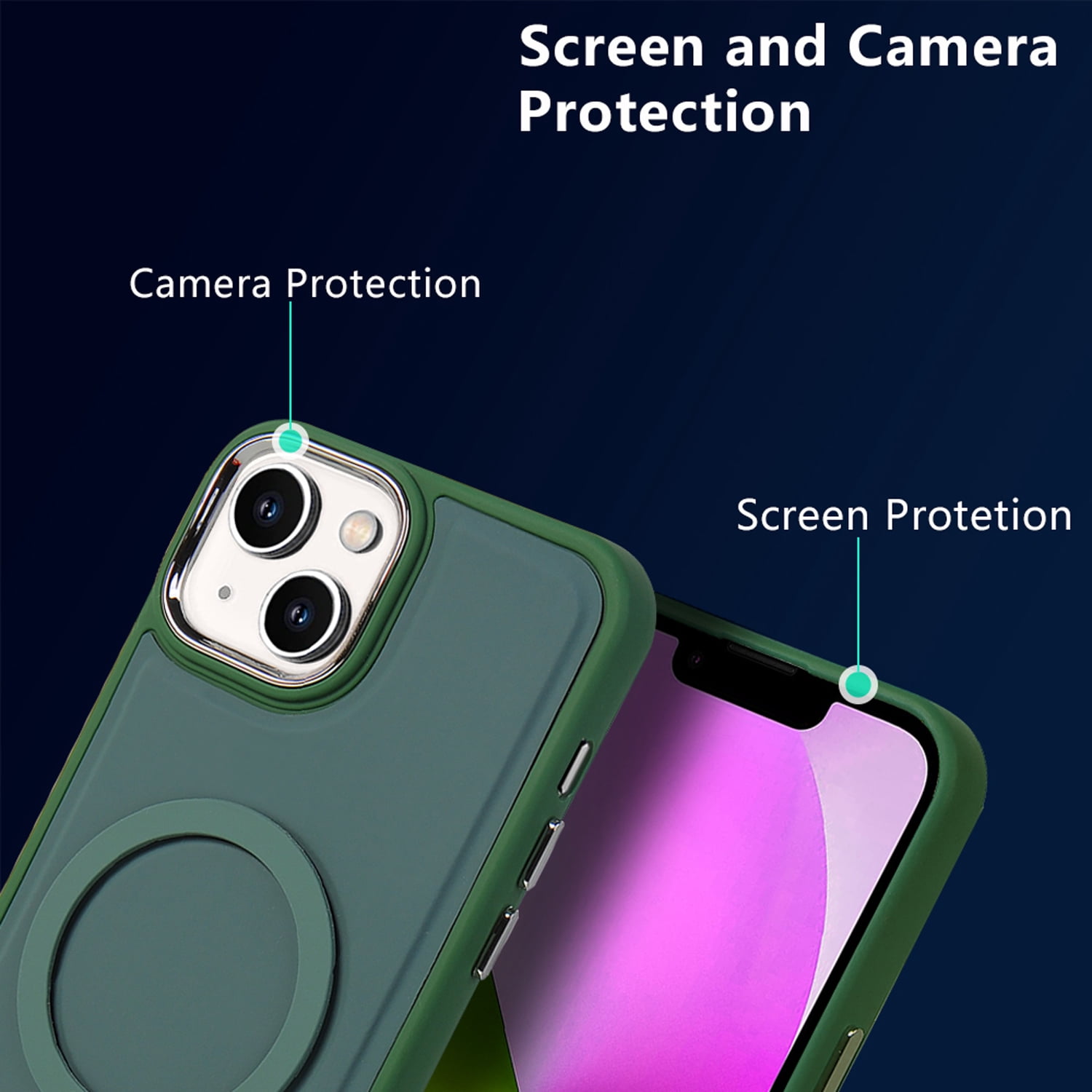 Nalacover Magnetic Case for iPhone 13, Slim Eye Design Lens Protection Soft Silicone Shockproof Cover Compatible with MagSafe Wireless Charging Car Mount Case for iPhone 13,Black