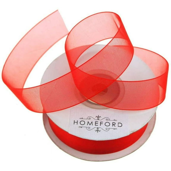 Sheer Organza Ribbon, 7/8-inch, 25-yard, Red