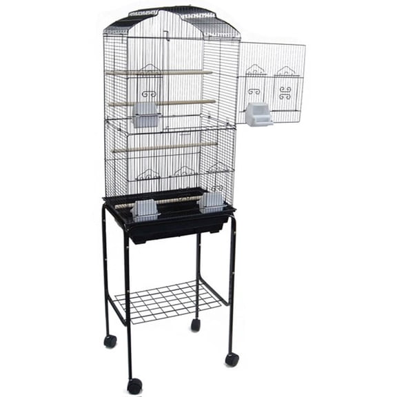 Ymlgroup 6804 3 by 8" Bar Spacing Tall Shall Top Small Bird Cage with Stand - 18"x14" in Black